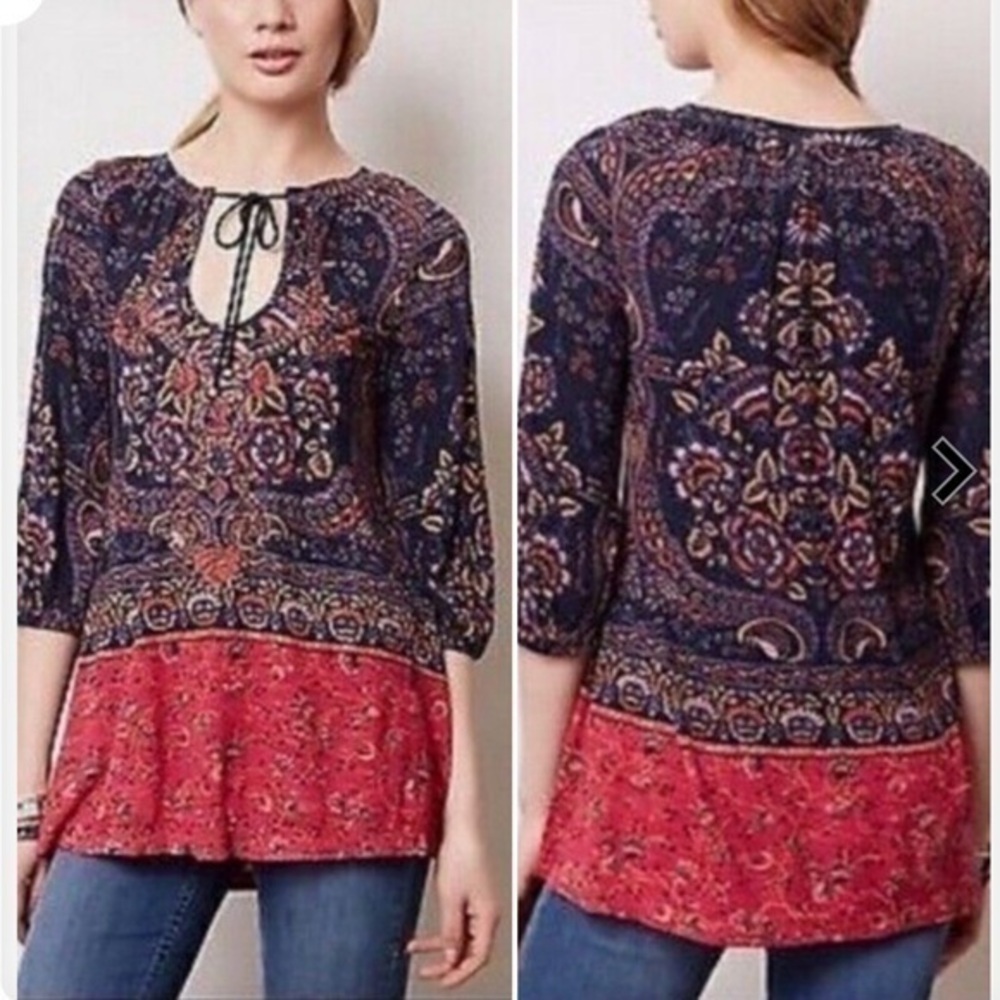 ANTHROPOLOGIE MEADOW RUE TUNIC TOP XS